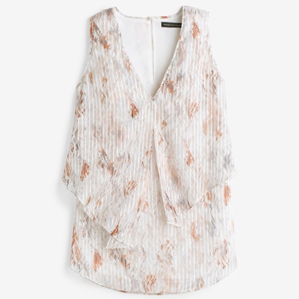 Whbm Shadow Stripe Shell Metallic Layered Tank Xs - image 3